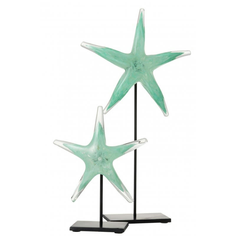 ÉTOILE - Étoile de mer verre et métal azur et noir H42cm