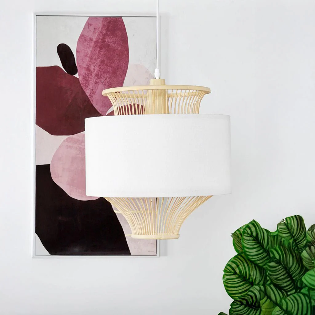 Candeeiro de Teto Bambu e Tecido ICONIC