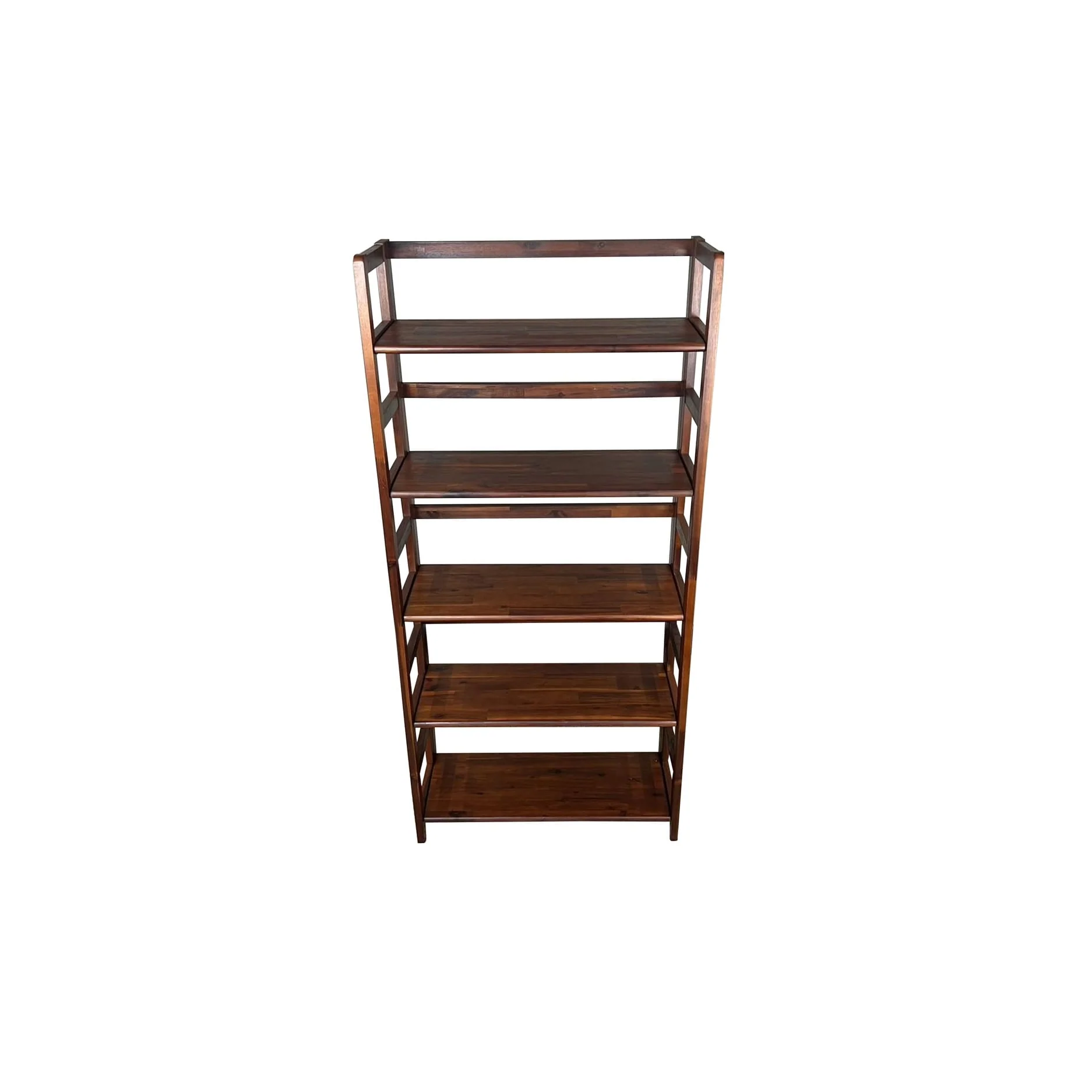 Solid Acacia 5 Tier Folding Bookcase
