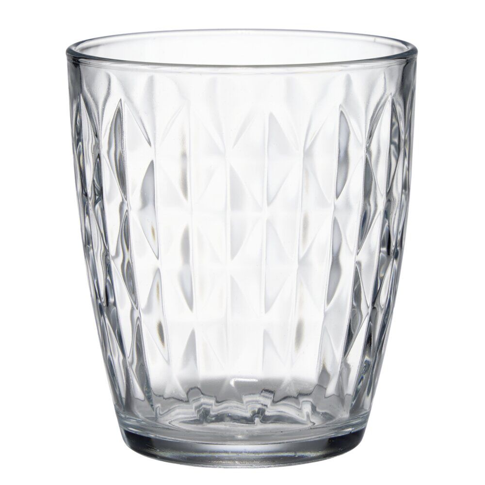 Verre 34cl x6 losange relief en verre transparent Ø8,5xH10cm