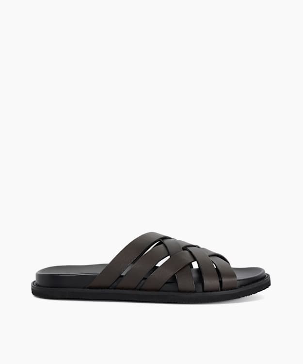 Iddris Brown - Leather Woven Slip-On Sandals