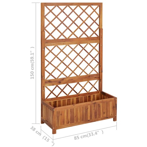 NNEVL Raised Bed with Trellis 85x38x150 cm Solid Acacia Wood