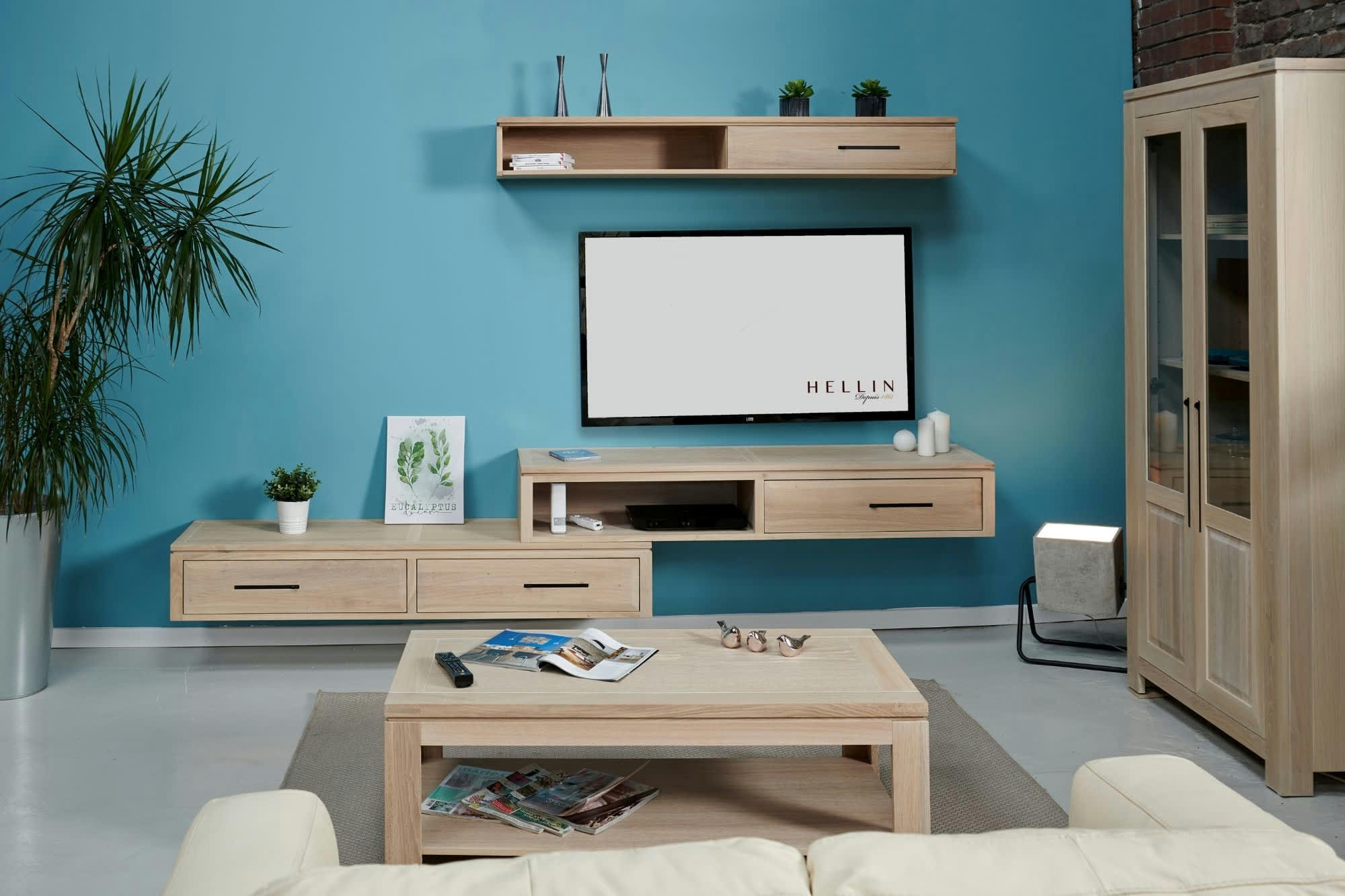 BOSTON - Élément suspendu en chêne massif 2 tiroirs