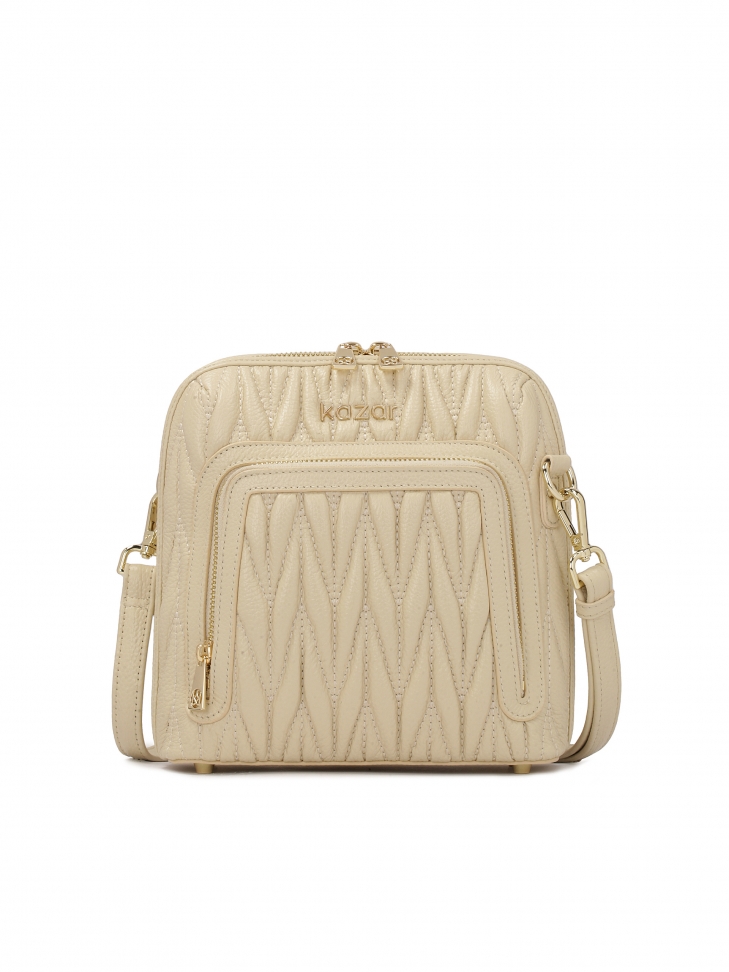 Beige handbag with striking quilting