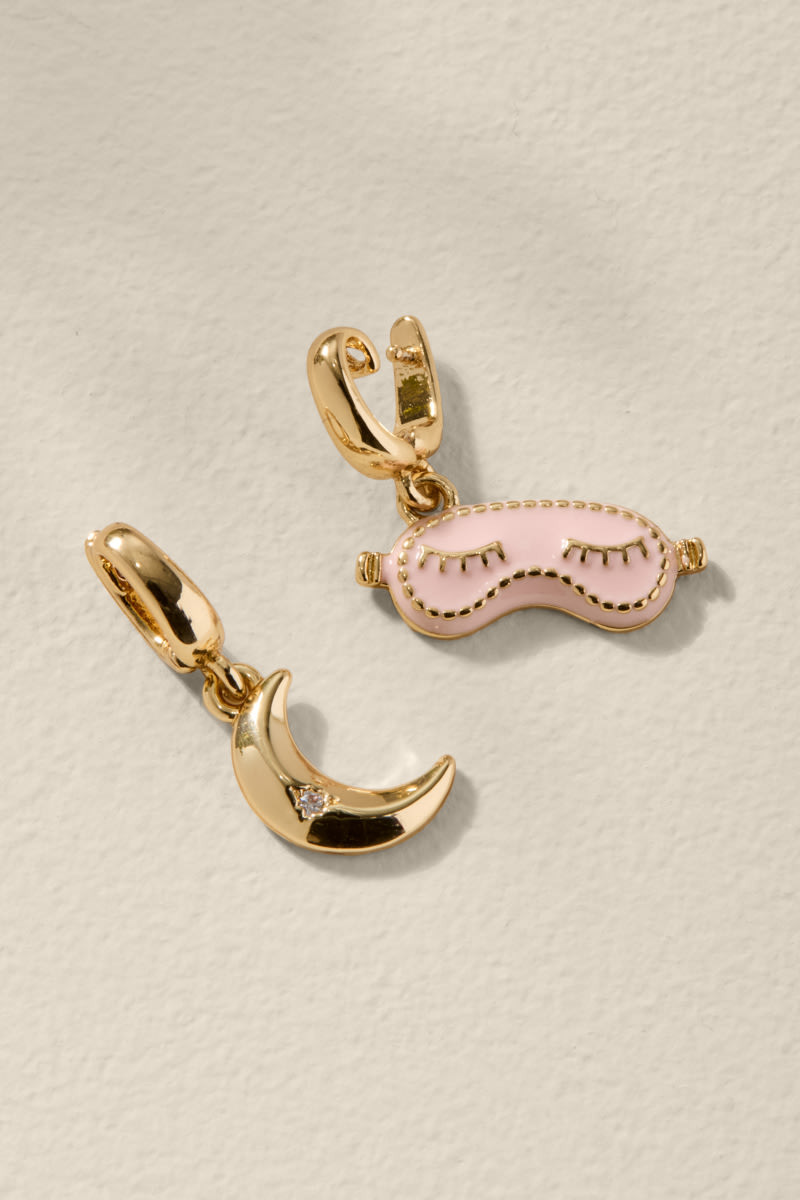 Pink Sleeping Mask and Moon Gold Charm Set