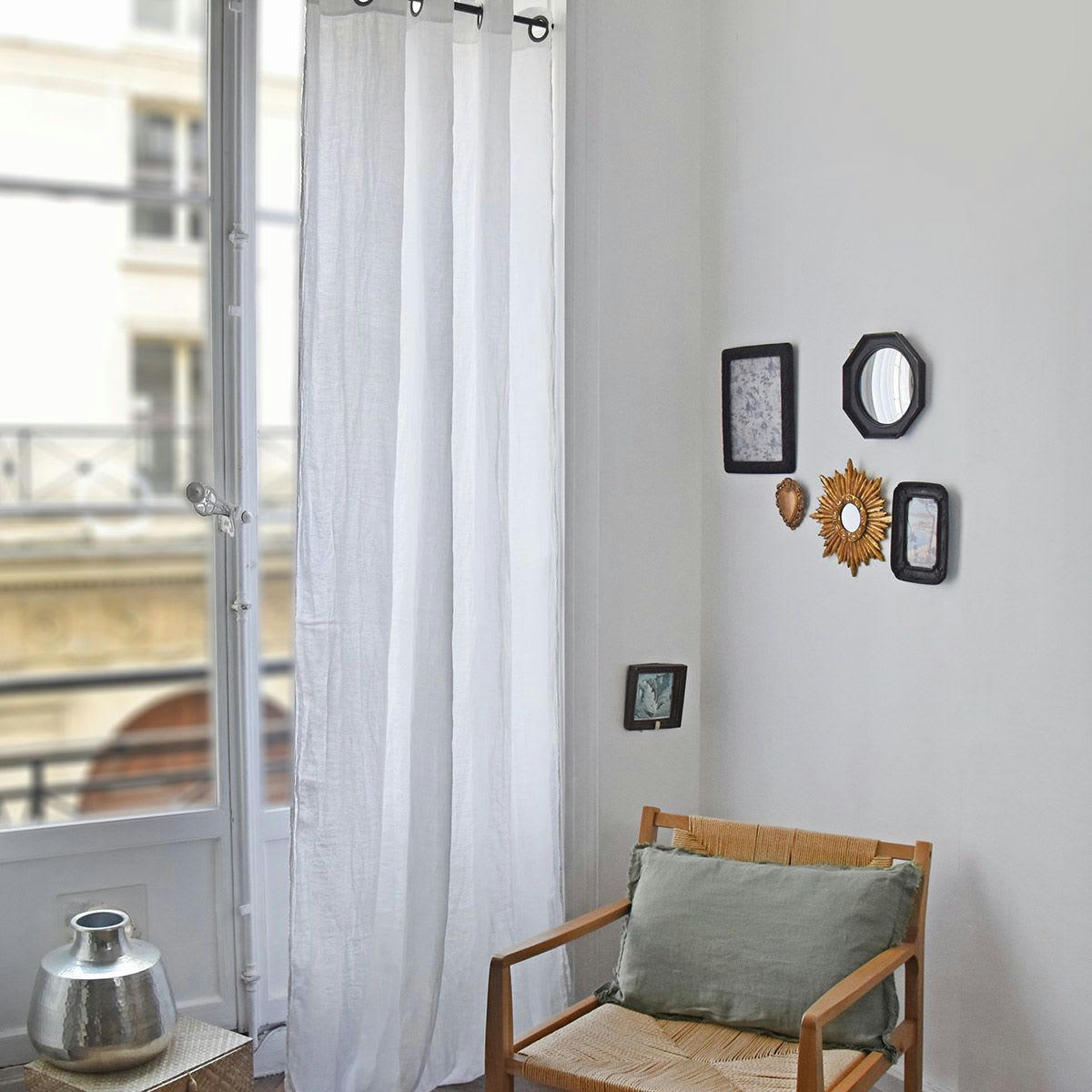 OSLO - Rideau à oeillets en lin lavé blanc