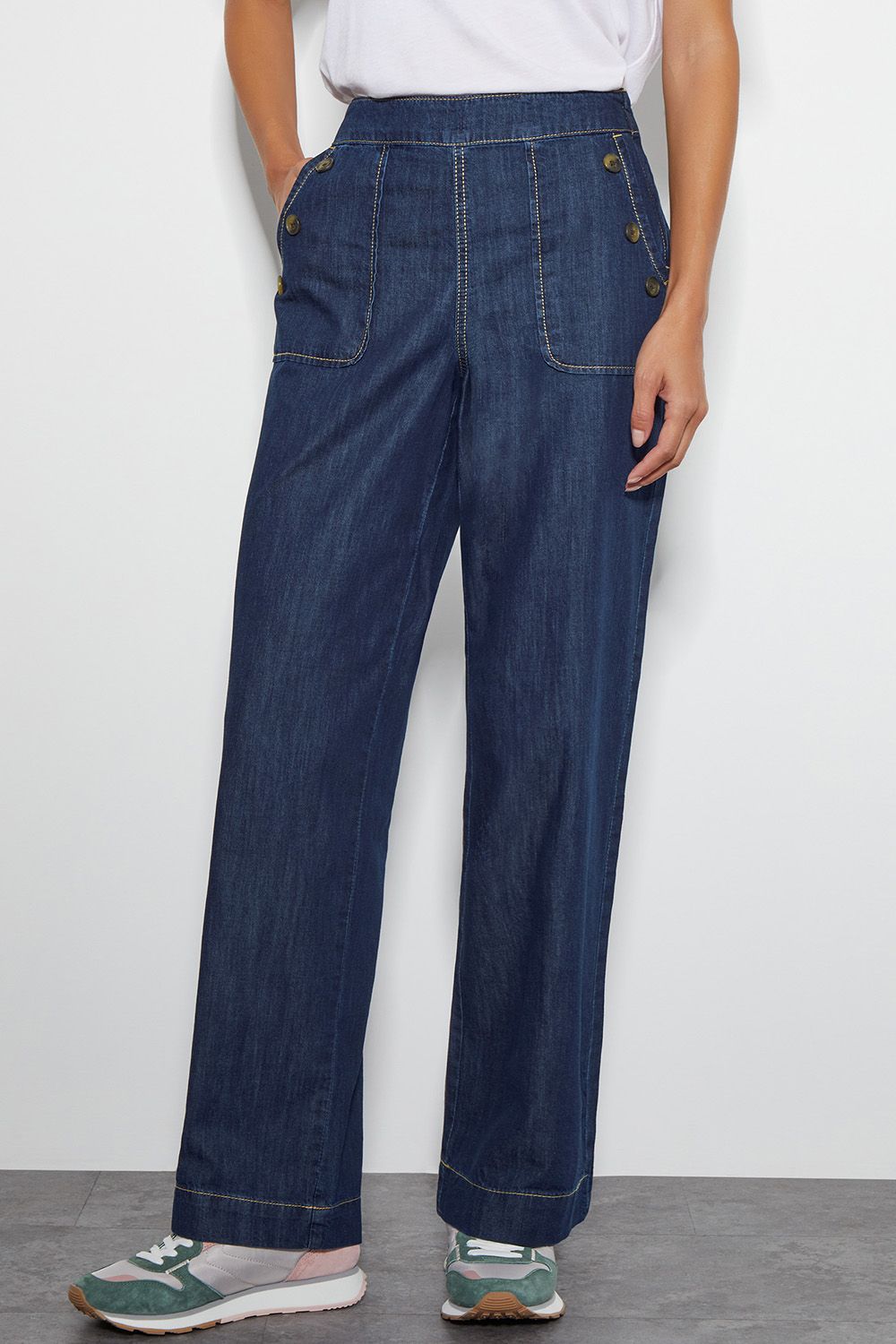Monsoon Harper Short High Waist Wide Leg Jeans