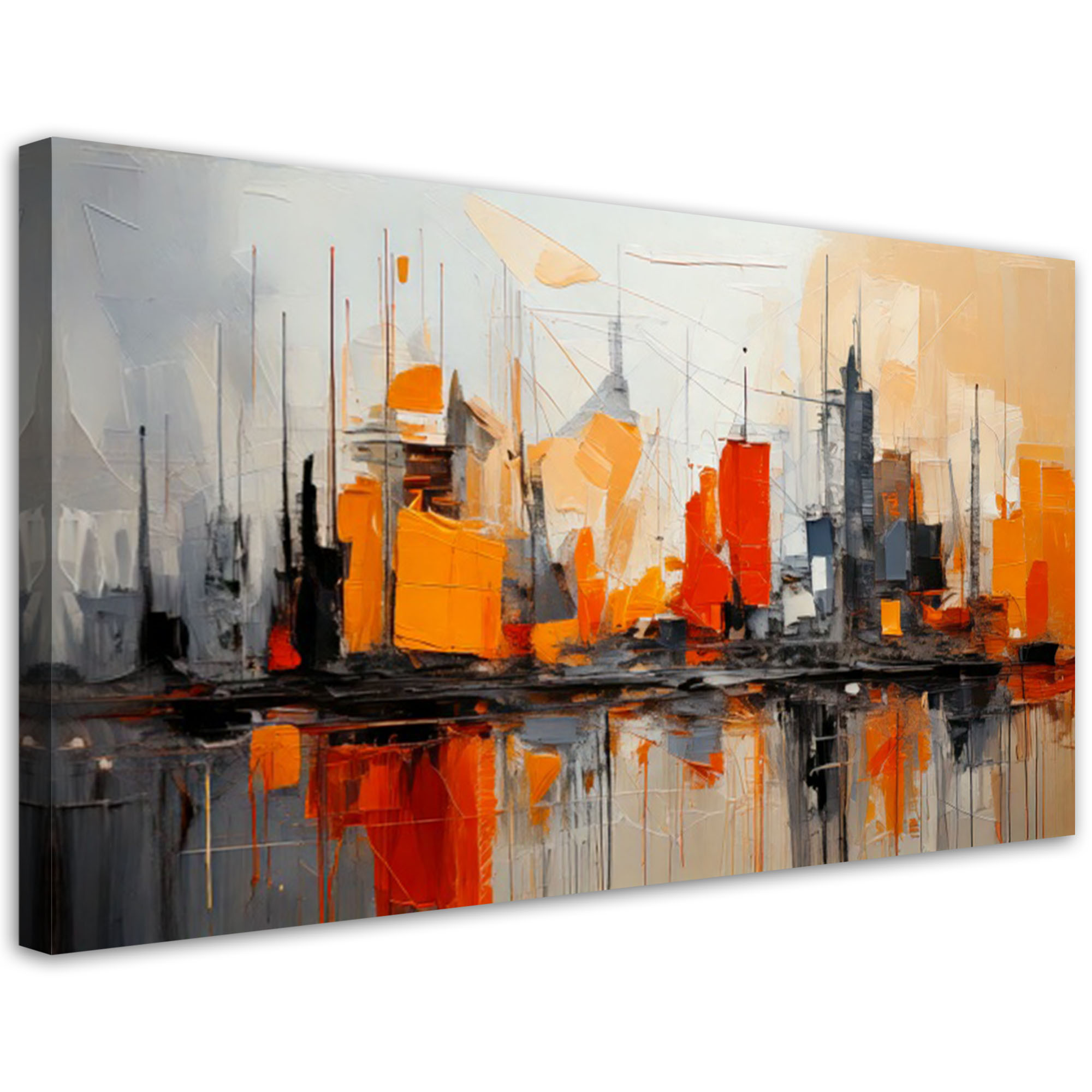 Feeby Obraz do salonu, Miasto Abstrakcja Pomarańczowy 80x40