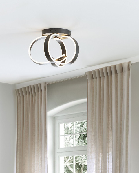 Lampa sufitowa LED wstęga metalowa czarna