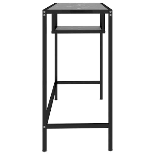 NNEVL Computer Desk Black Marble 100x36x74 cm Tempered Glass