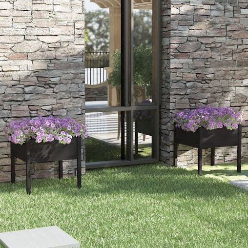 NNEVL Garden Planters 2 pcs Black 70x70x70 cm Solid Pinewood