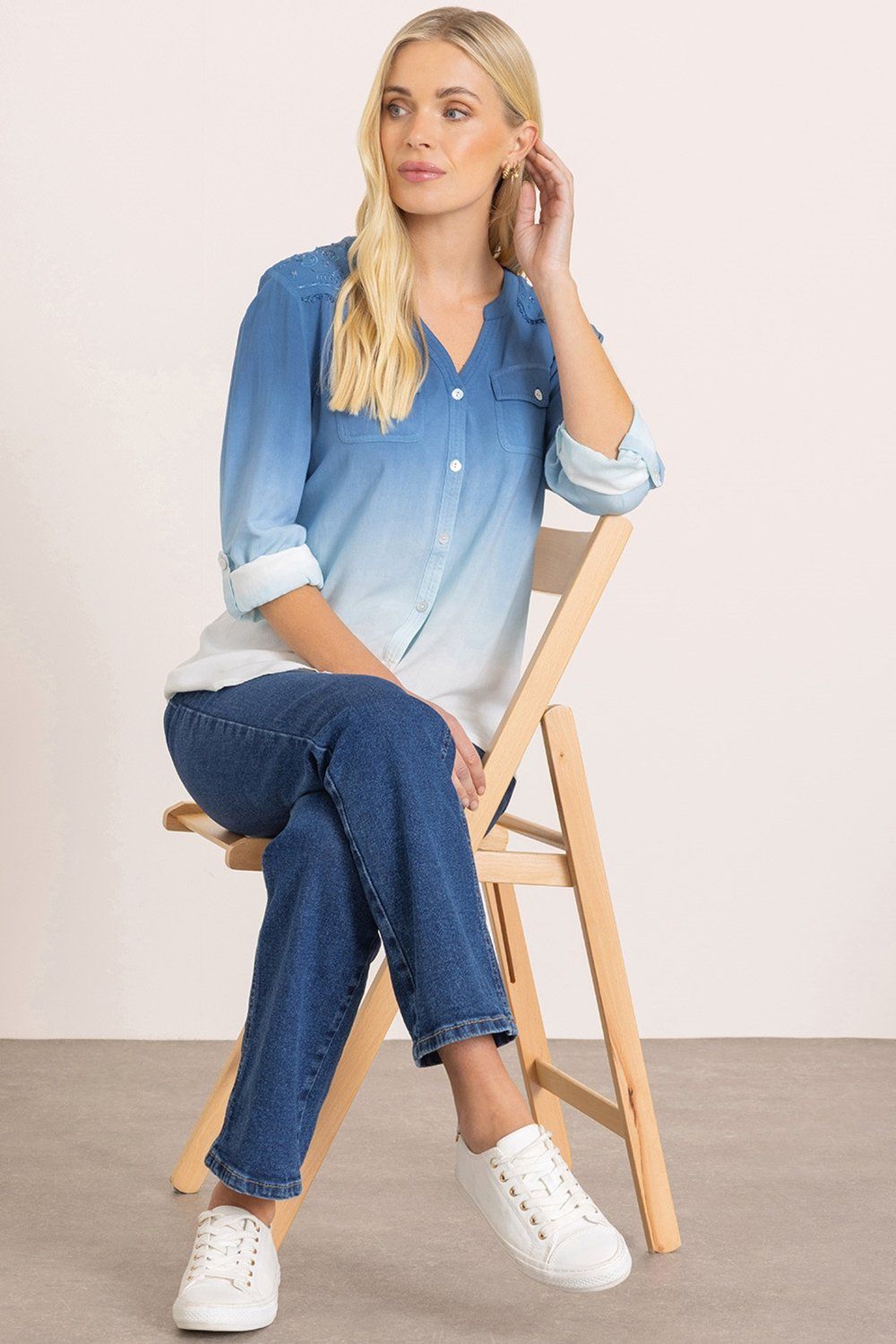 Klass. Embroidered Dip Dye Shirt