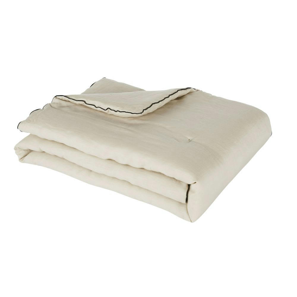 - Boutis en lin lavé beige 200x100