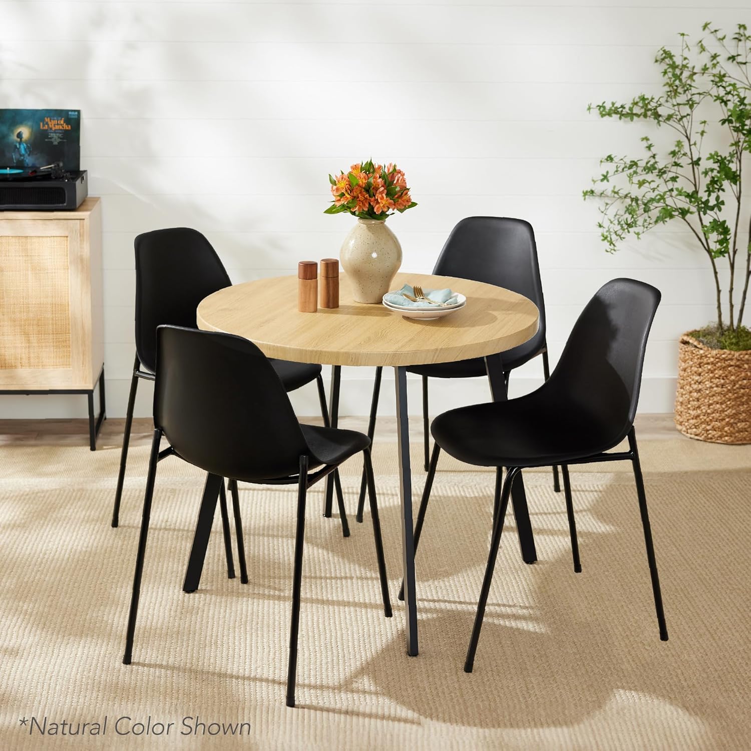 Best Choice Products Round Dining Table 35.5”, Mid-Century Modern Kitchen Table for 2-4 People, Small Space Apartment Dinette, Wood Top W/Steel Legs - Dark Brown