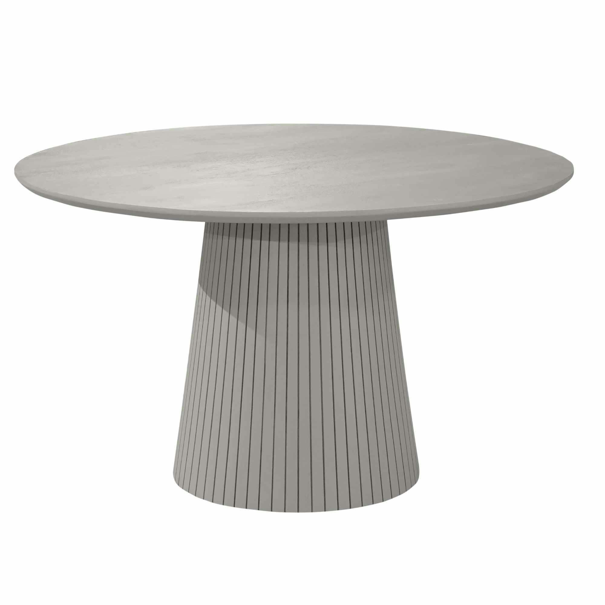 Table ronde bois gris à pied rainuré Ø150 cm CALERO