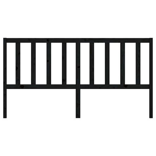 NNEVL Bed Headboard Black 186x4x100 cm Solid Wood Pine
