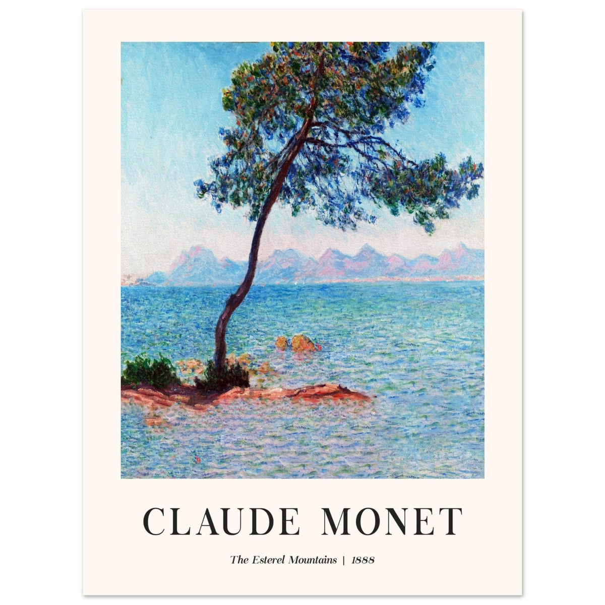 Artfulprints Poster Claude Monet - The Esterel Mountains  - 30x40 cm - Turquoise