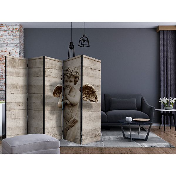 Paravent Décoratif Angelic Face II Style Classique 225 x 172 cm Gris et Beige