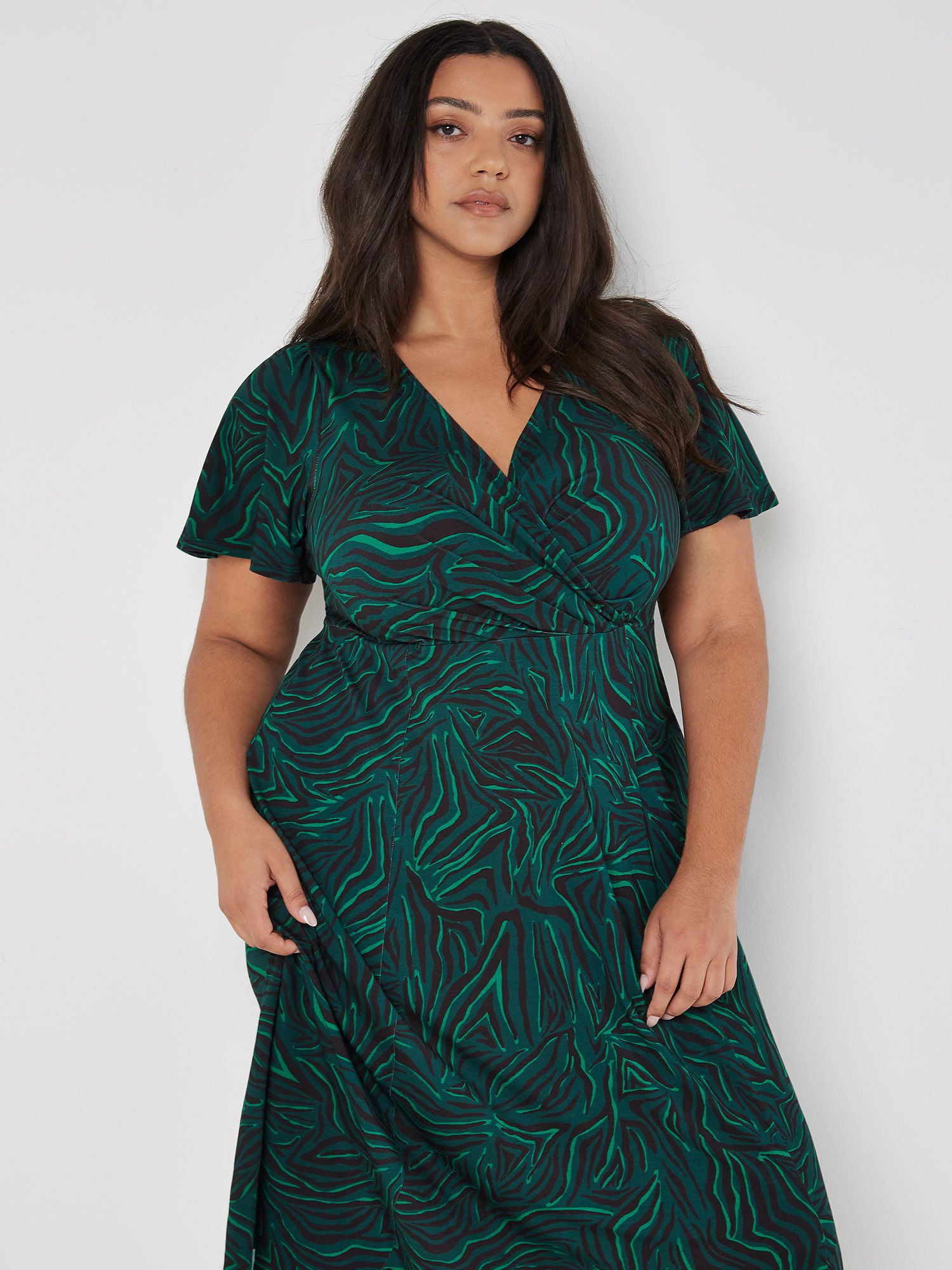 Apricot Curve Jersey Wrap Midi Dress