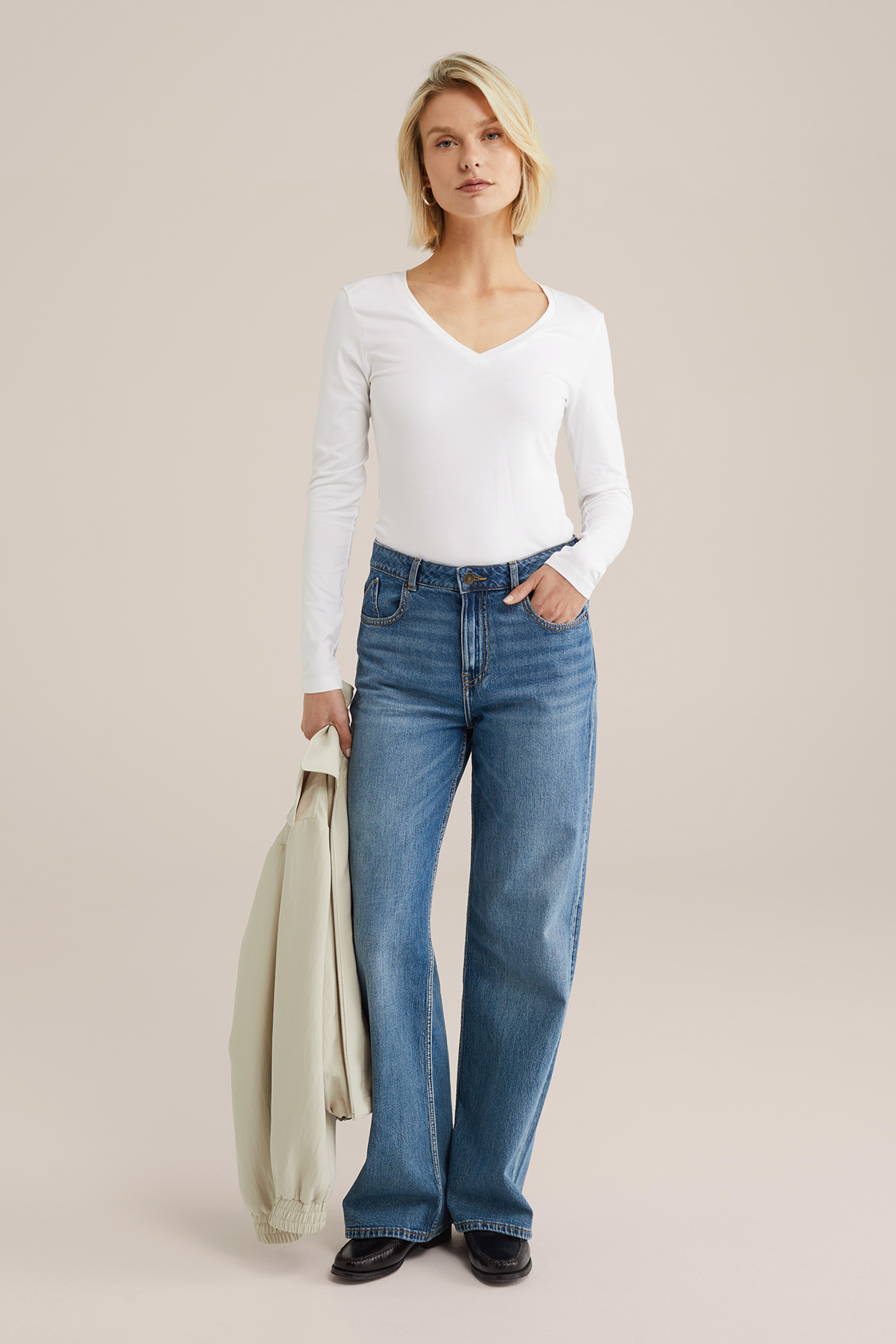 Dames T-shirt met V-hals