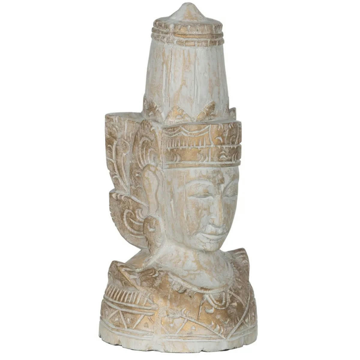 - Statue buste de bouddha en bois 40 cm