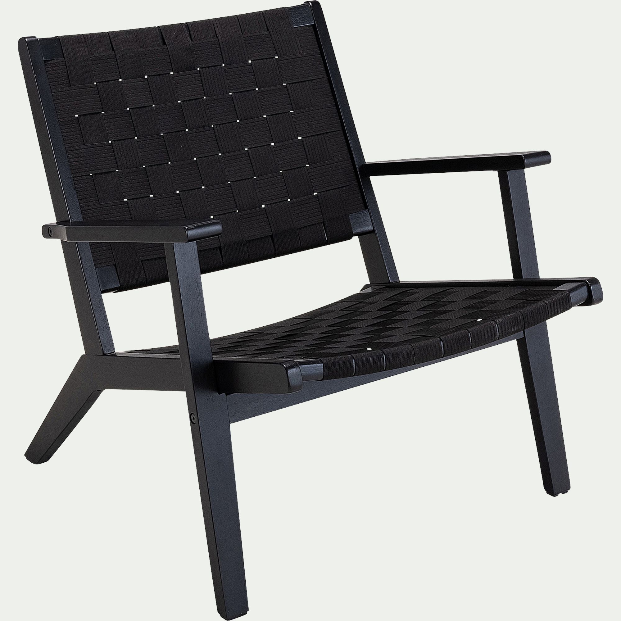 ZEPHYR - Fauteuil de jardin en bois d'eucalyptus et polyester - noir