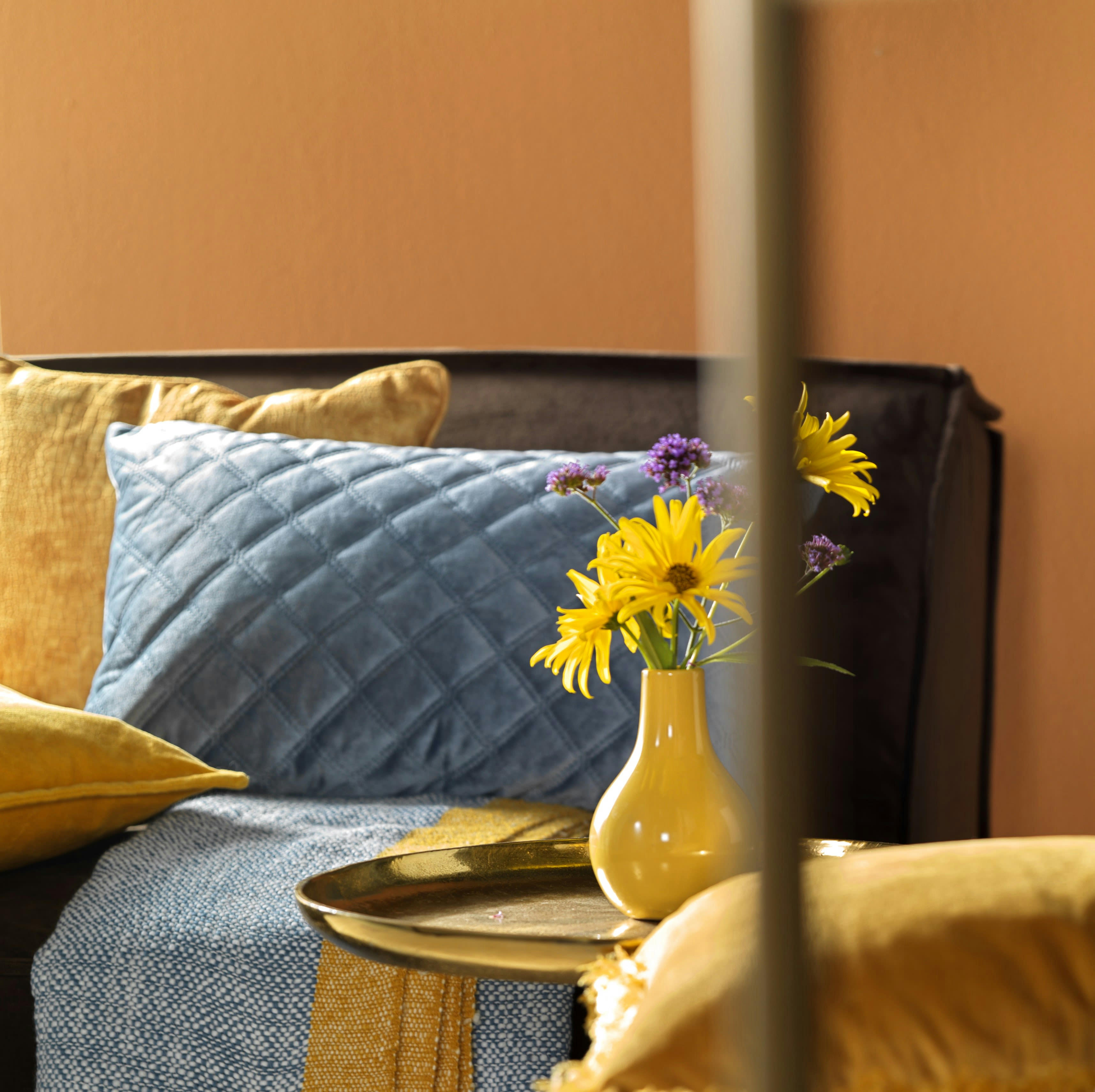 - Housse de coussin jaune en velours-45x45 cm avec imprimé animalier