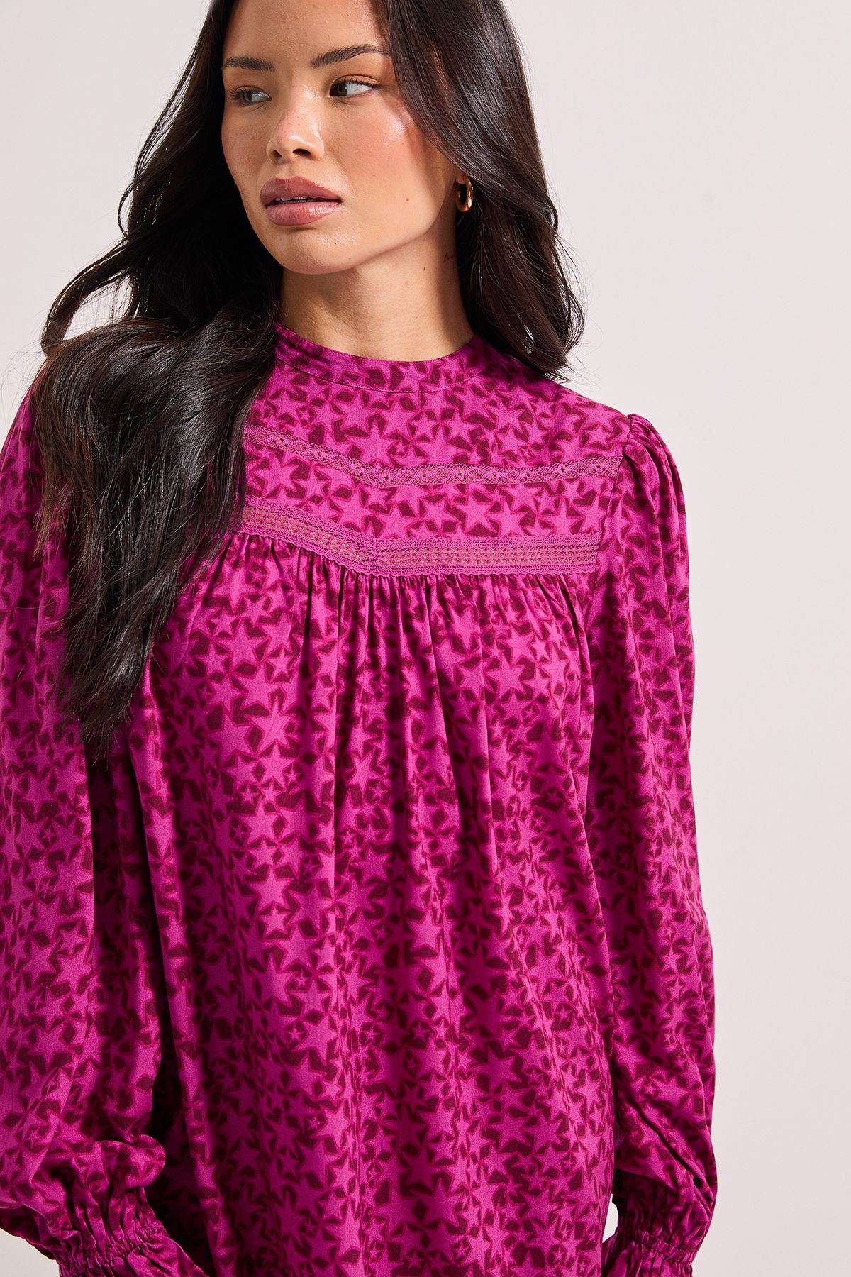Dorothy Perkins Lace Star Detail Printed Boho Mini Dress
