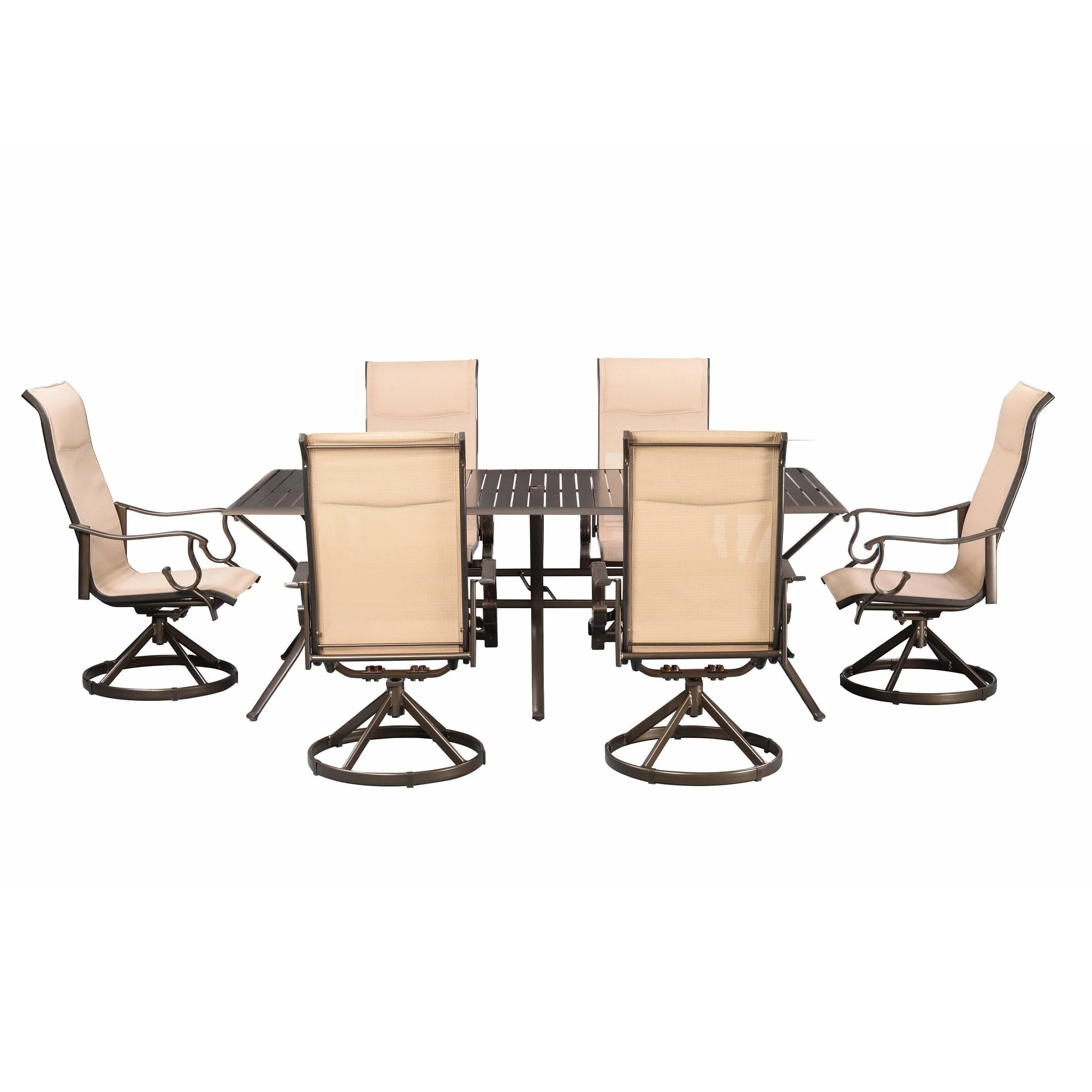 Westin 7pc Outdoor Aluminum & Padded Sling Swivel Patio Dining Set