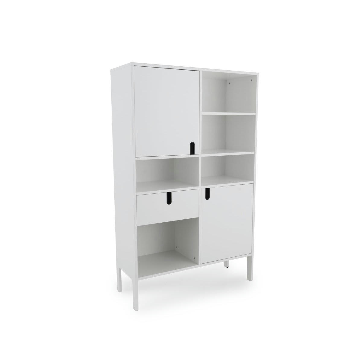DINA - Grande étagère design nombreux rangements blanc
