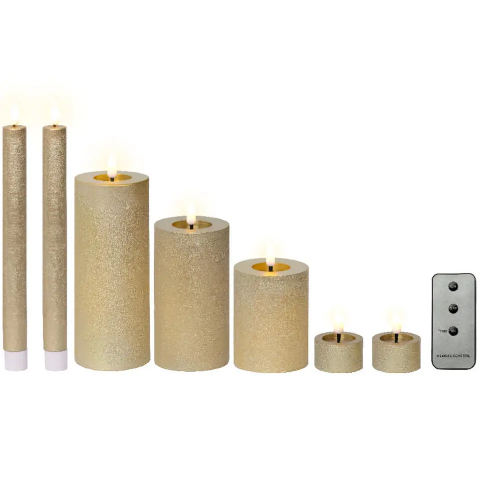 Lumineo LED kaarsen set - 3x st - lichtroze - afstandsbediening