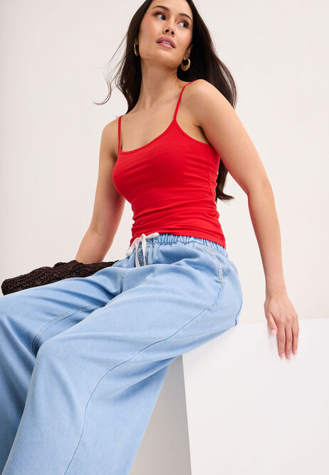 Womens Red Stretch Cami Vest Top