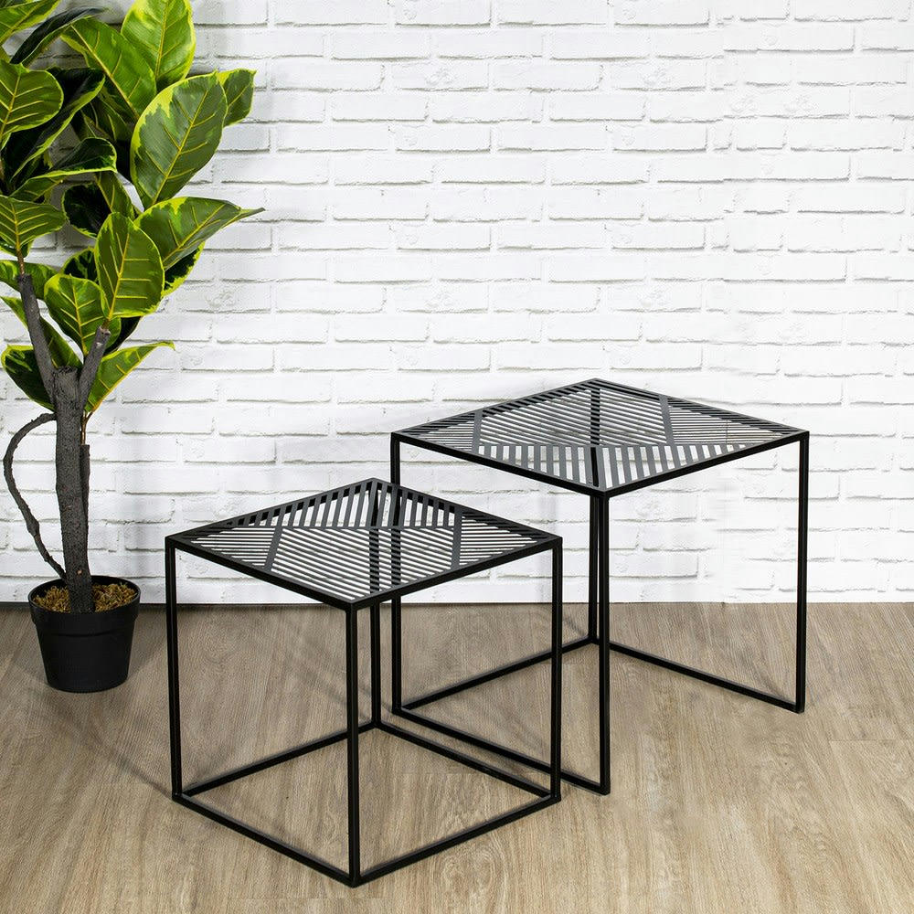 RIGA - Tables gigognes en métal - Lot de 2