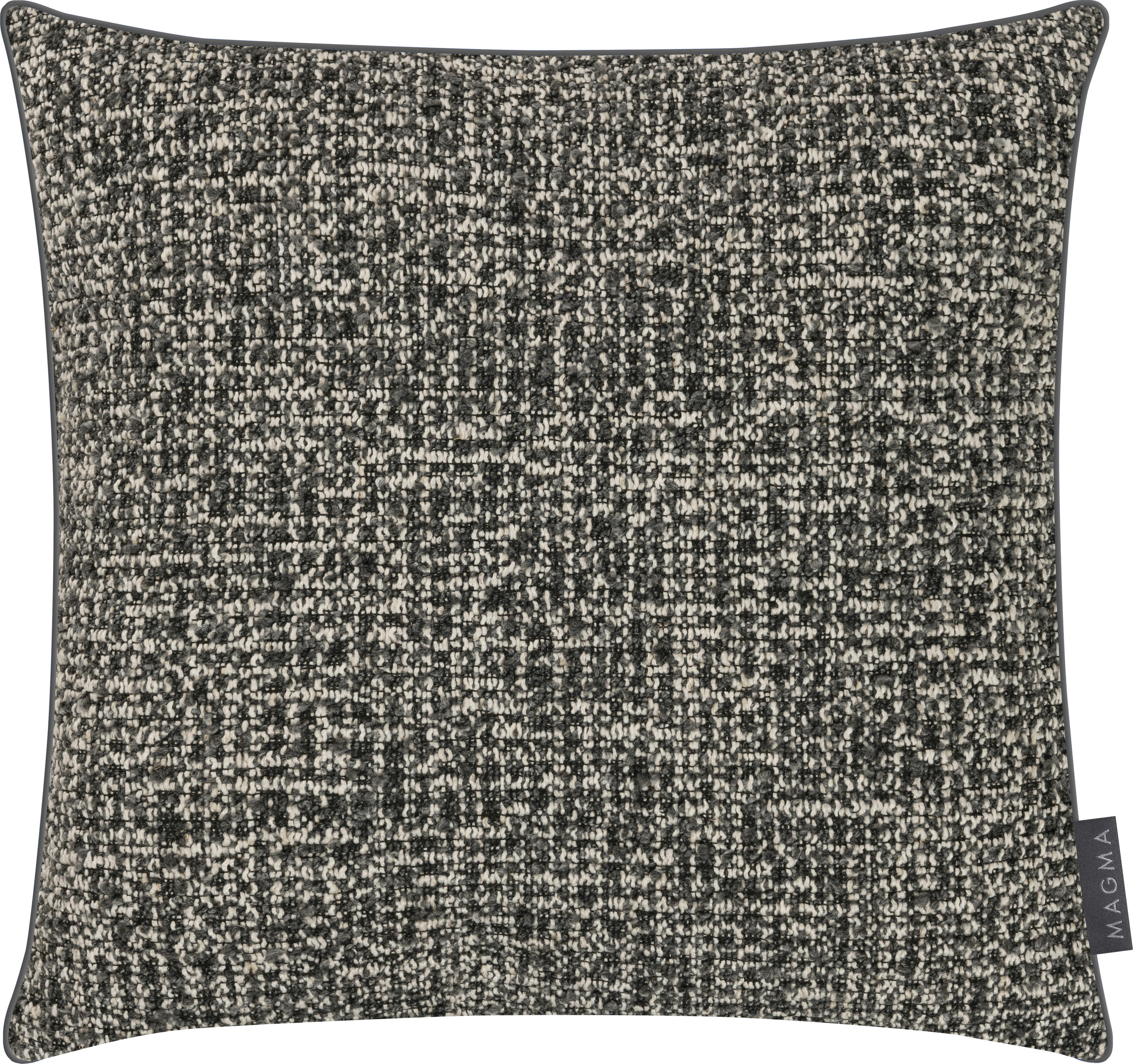 MALIA - Housses de coussin jacquard anthracite, passepoil-Lot de 2-40x40