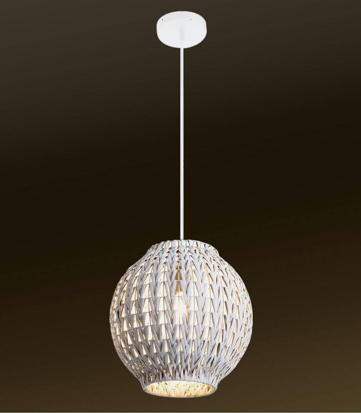 TAHIA - Suspension en rotin blanc d. 31 cm