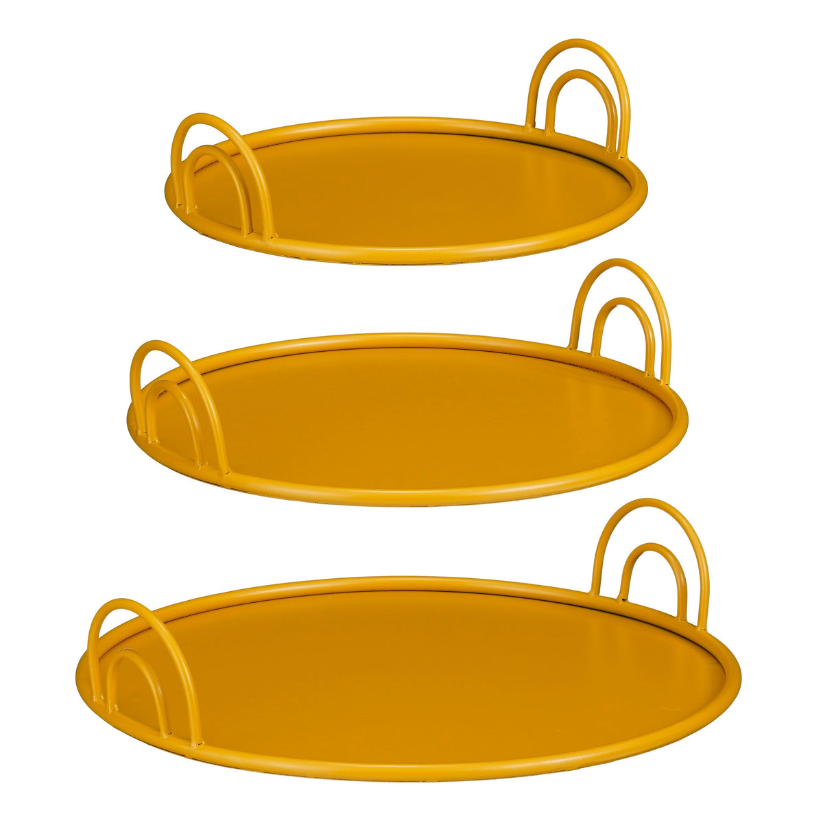 Mica Decorations Dienblad met Handgrepen - Set van 3 - Decoratie Woonkamer - Ook leuk als Kaarsenplateau, Onderzetter of Plantenonderzetter - IJzer -