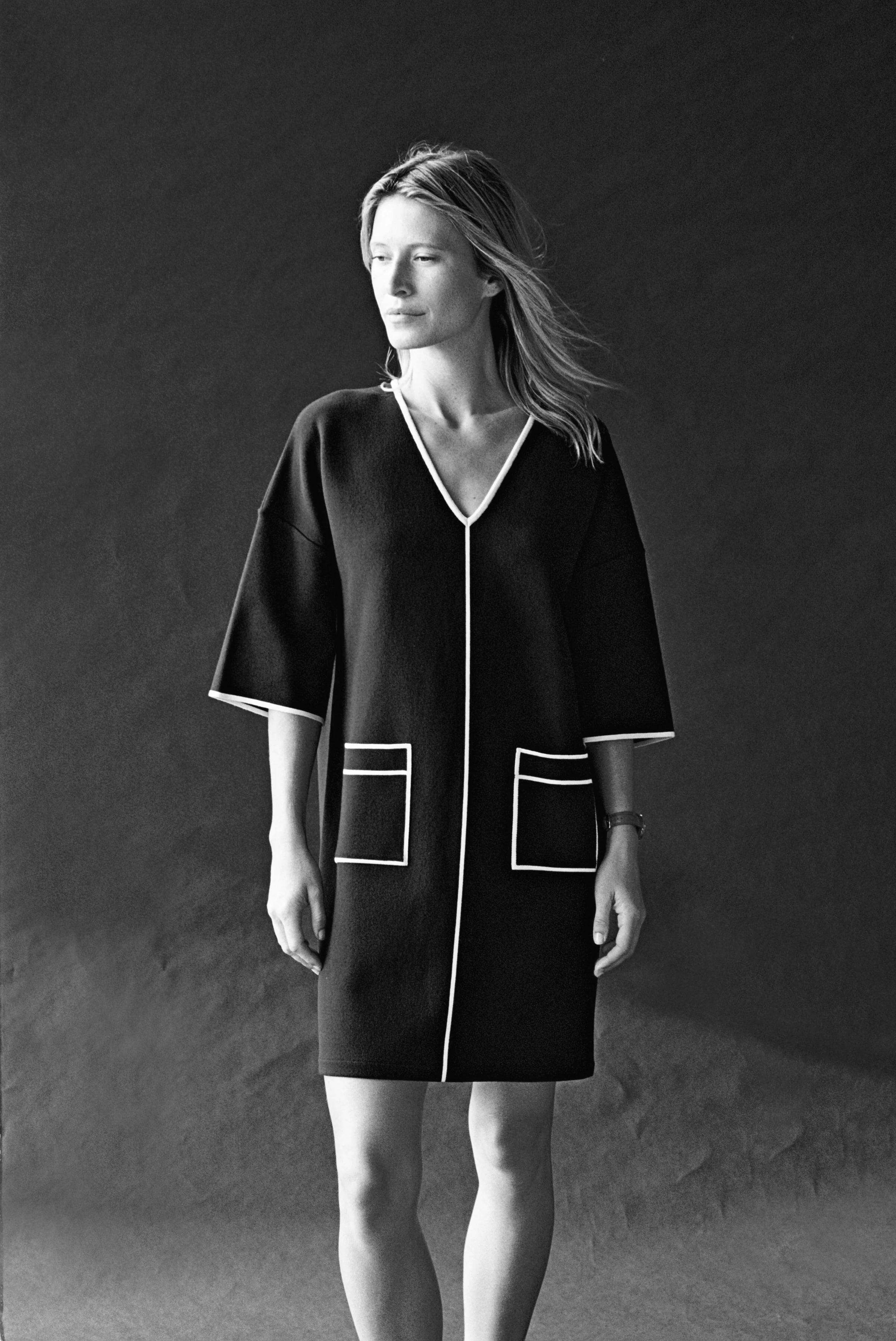 Robe bleu marine en maille milano OLEXINE/13103/313