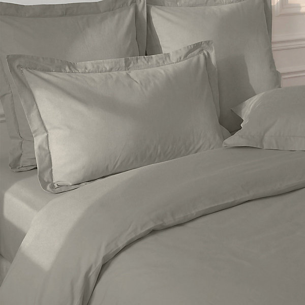 Lot de 2 taies d'oreiller en percale de coton Gris Perle 50x70 cm SOFT PERCALE