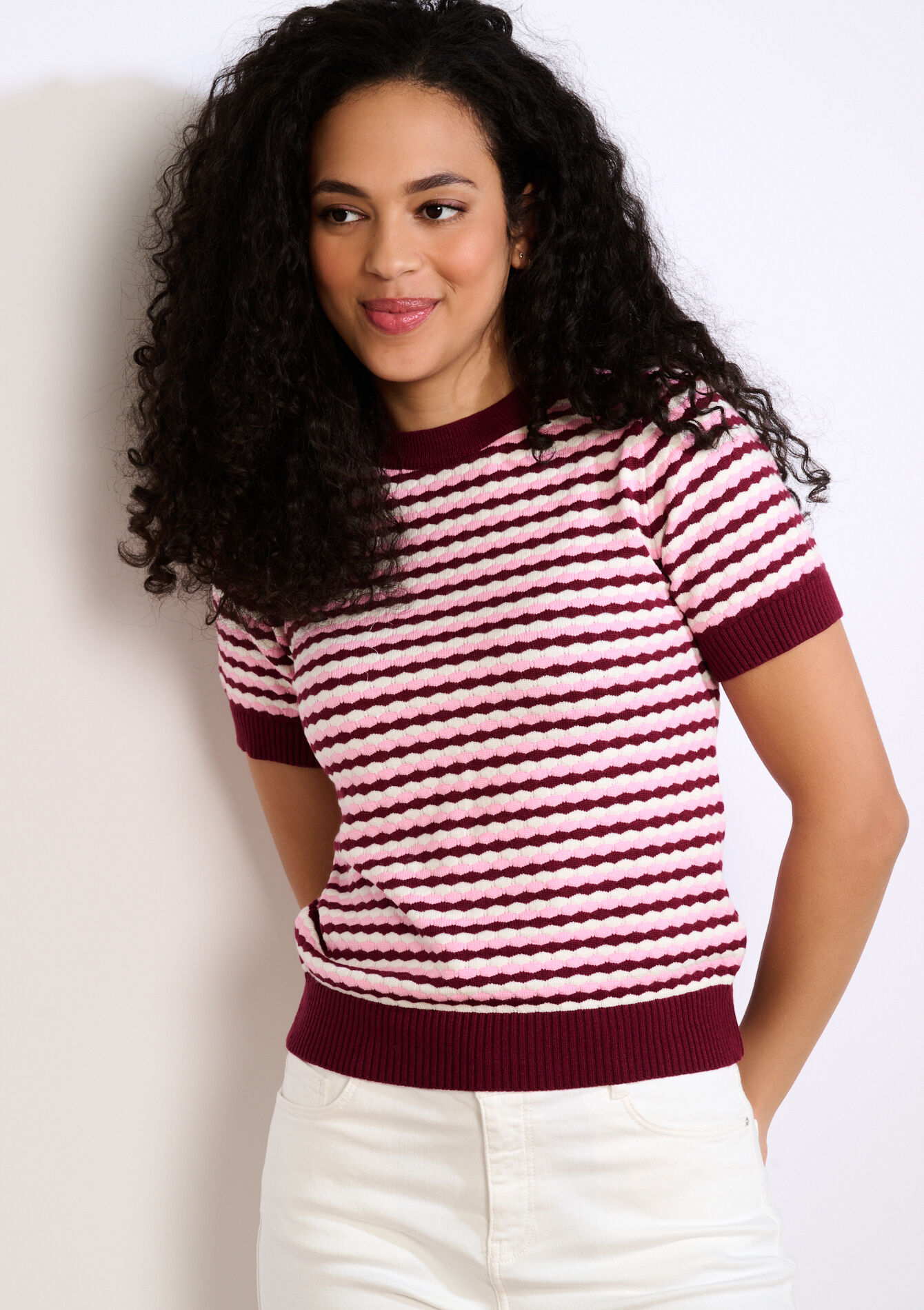 Gebreide top met korte mouw