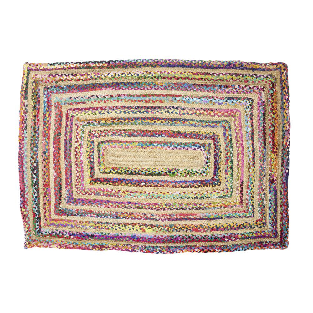 Tapis rectangulaire jute et coton Chindi multicolore 120x170cm