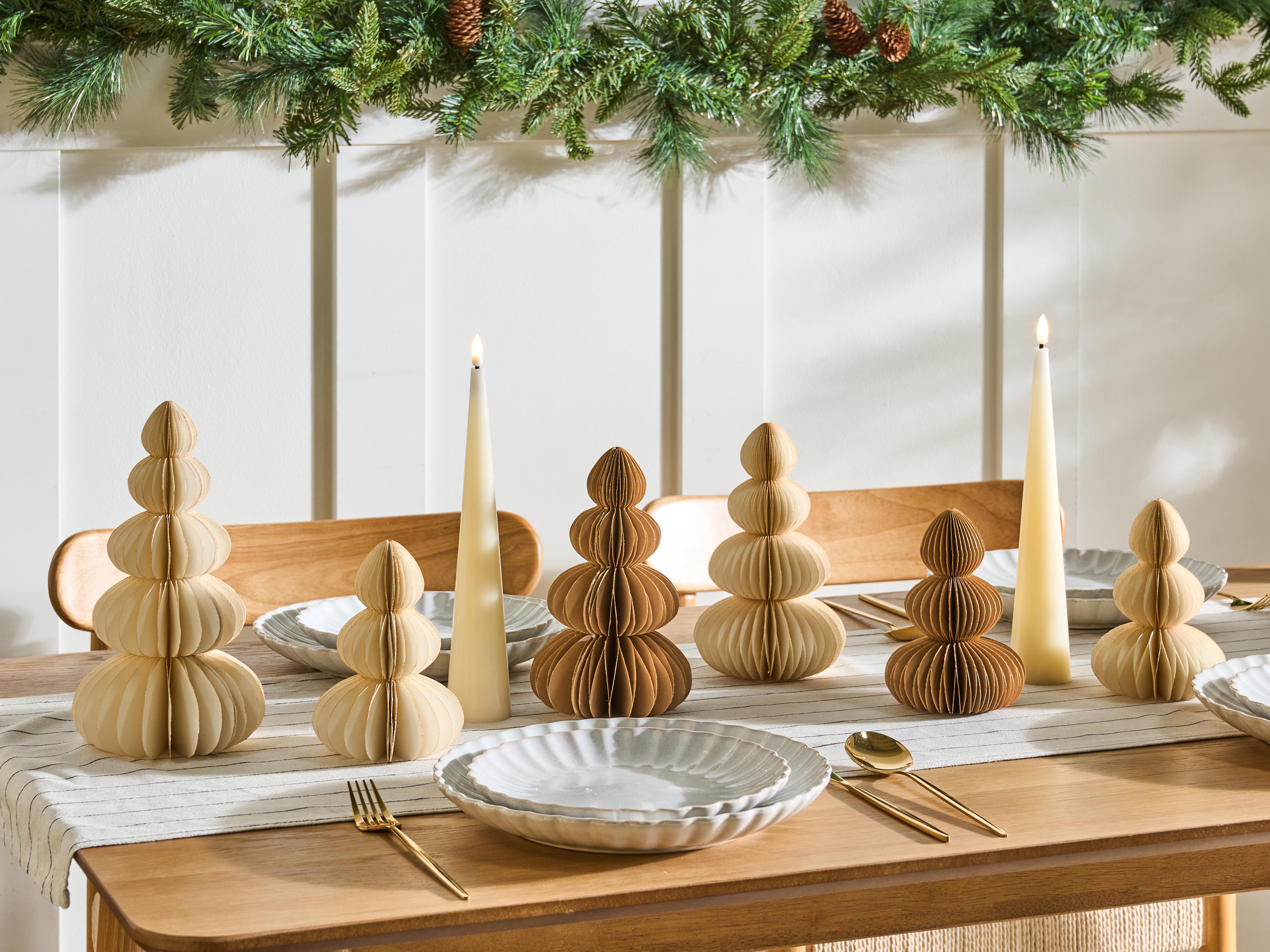 Set of 6 Christmas Decorations RANELVA Christmas Tree 14/19/25 cm Brown/ Beige
