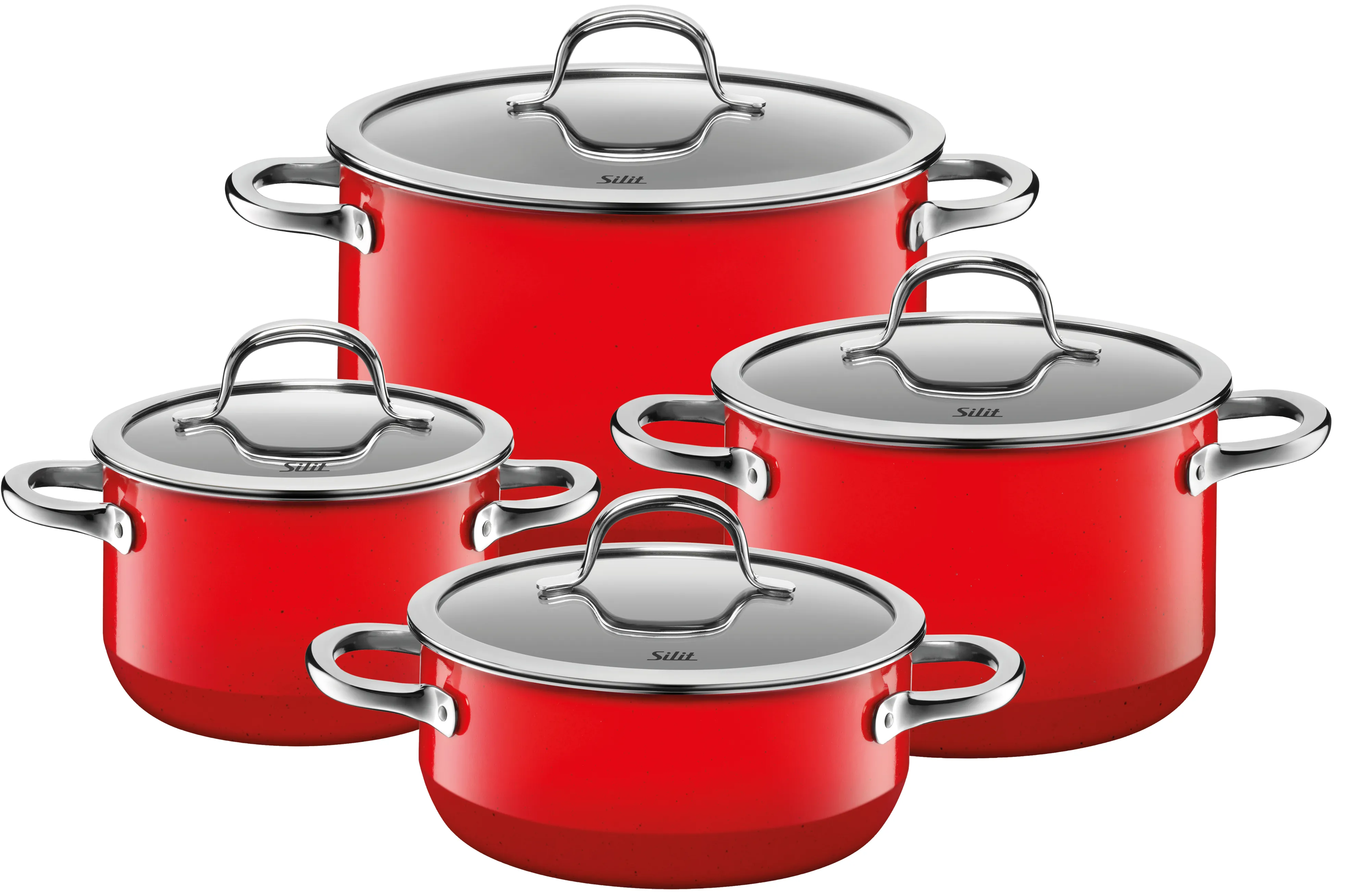 Silit Silargan Passion Cookware set with lids 4-piece Red