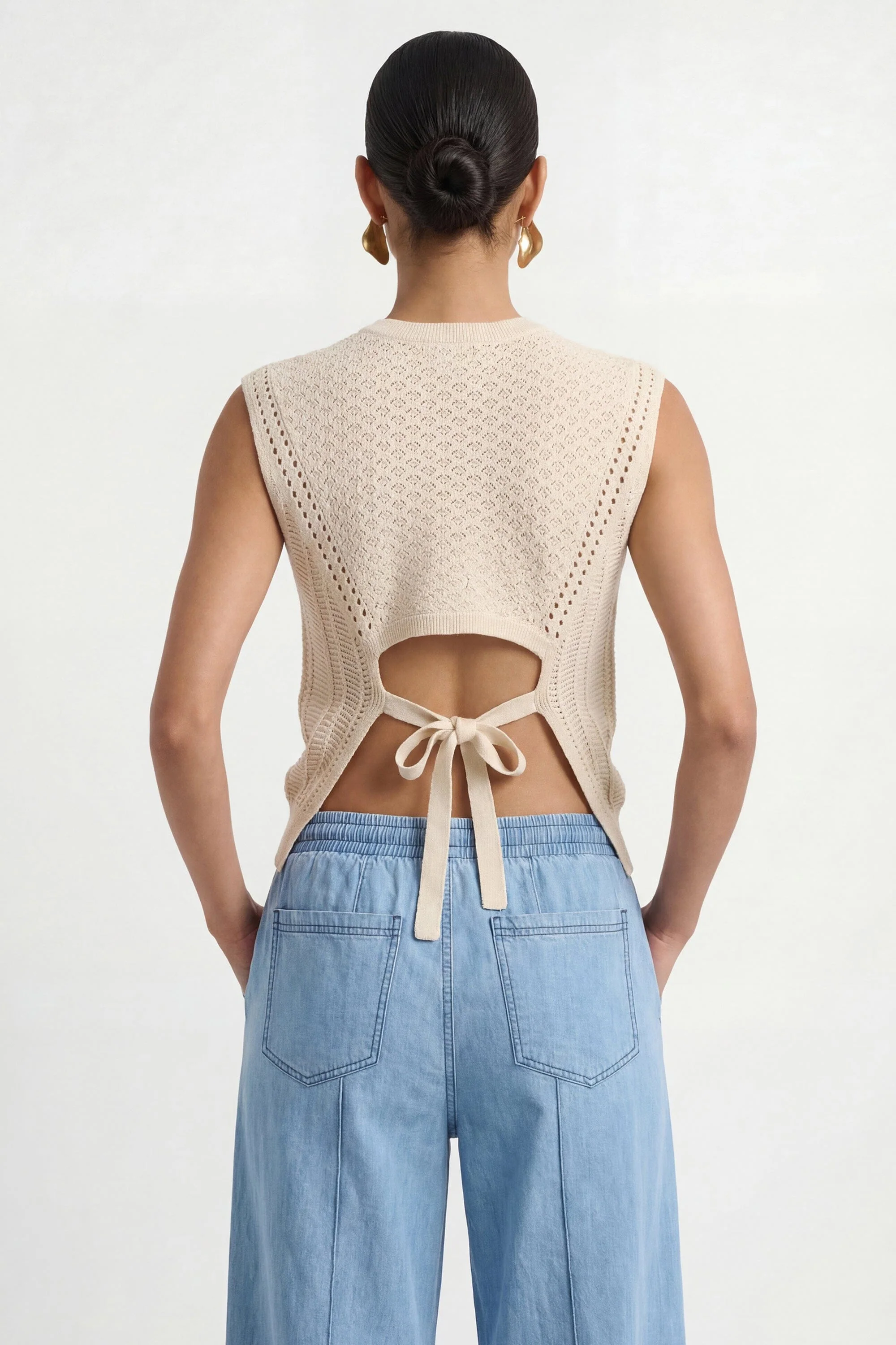 PULL SANS MANCHE - CYRA - ECRU