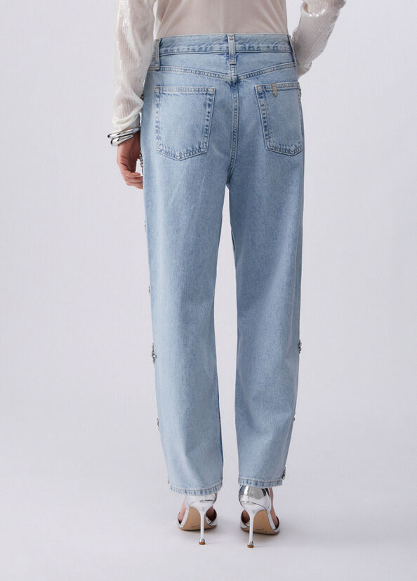 Jeans straight con ricami gioiello