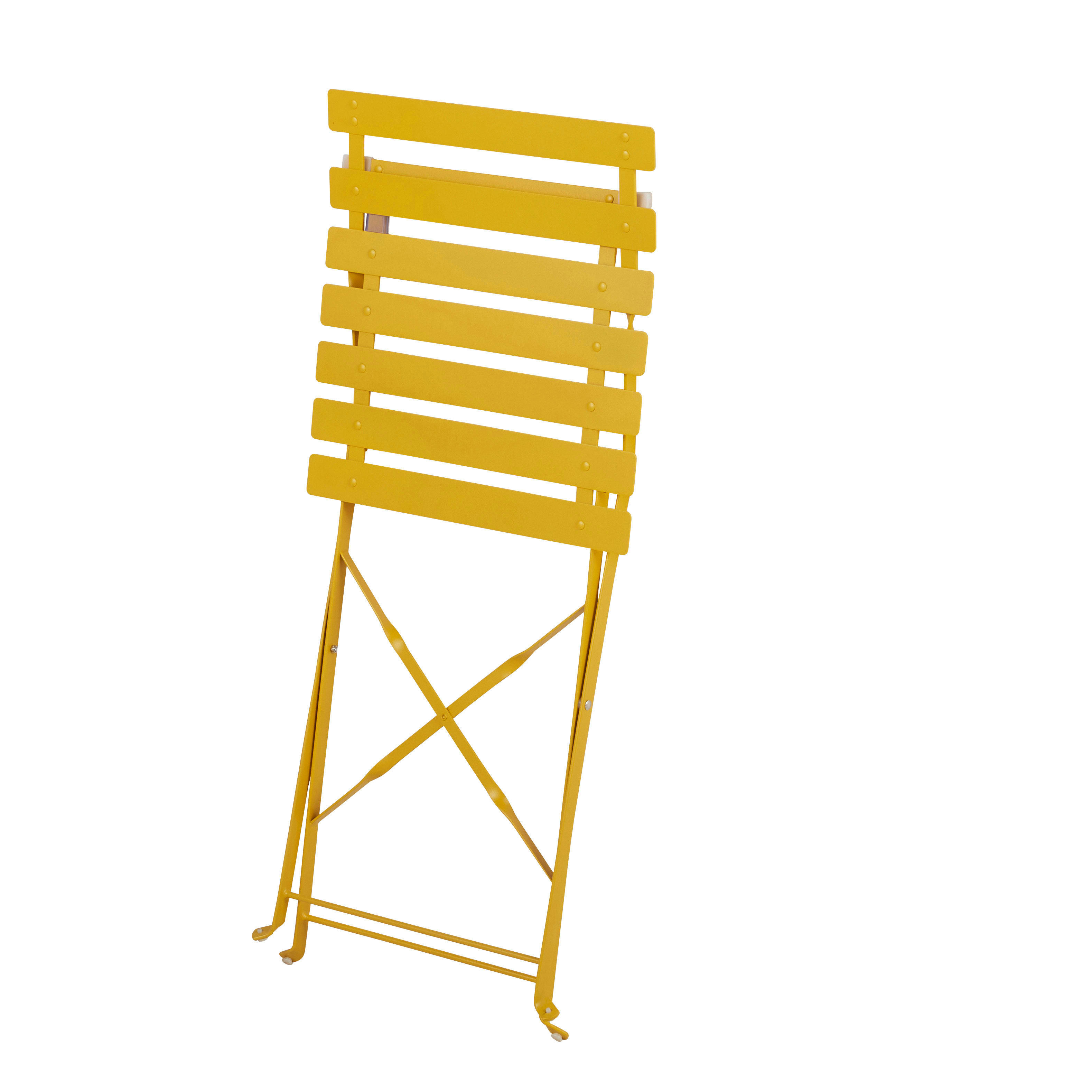 Guinguette - Chaises à dîner de jardin pliables en métal jaune (x2)