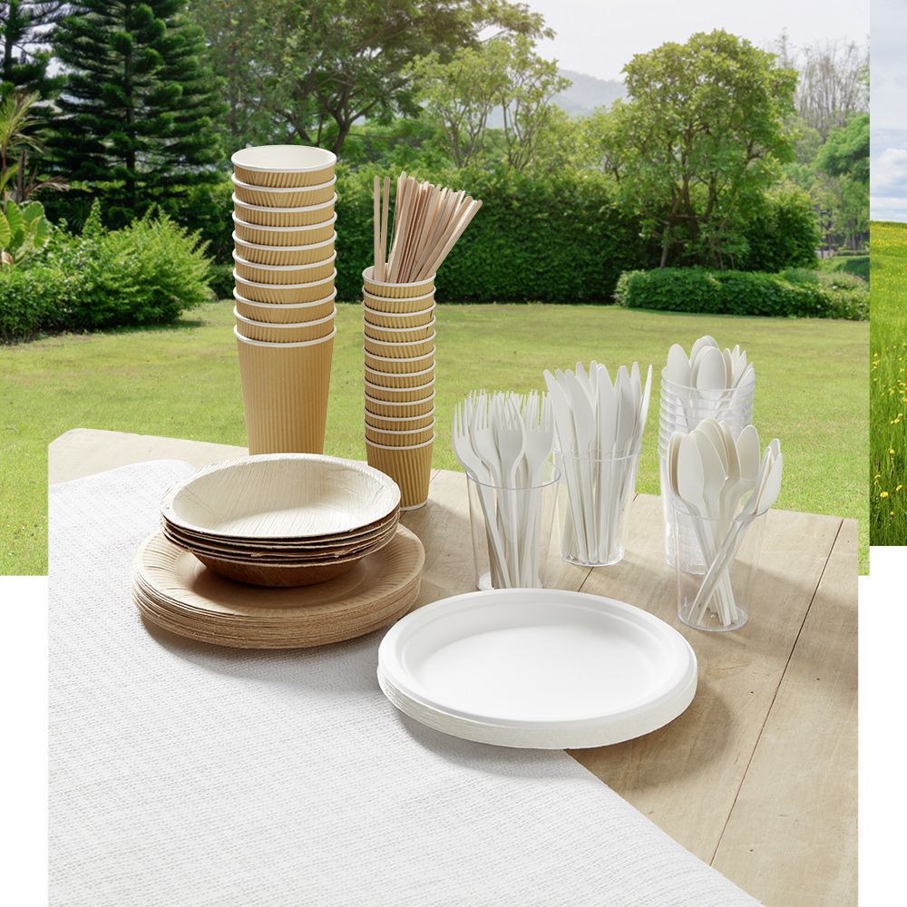 Lot de 50 assiettes plates rondes en carton kraft marron
