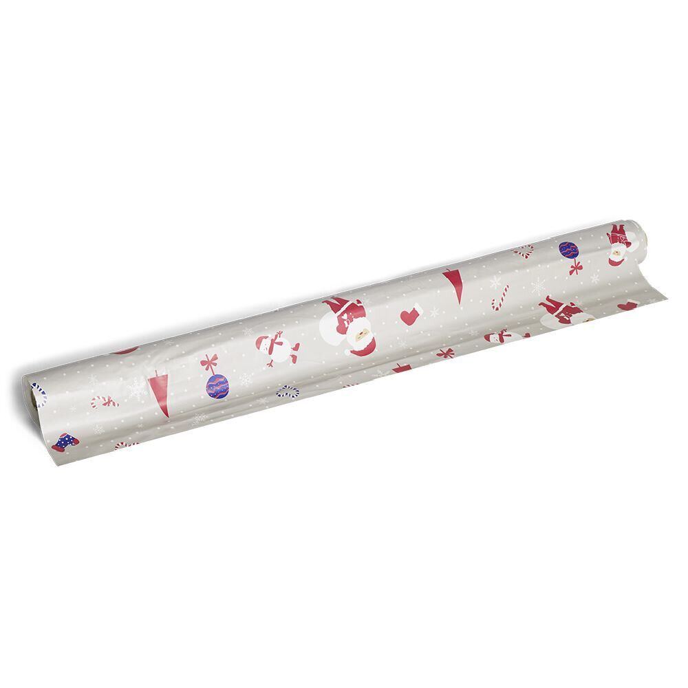 Toile cirée au mètre 140cm Père No&euml;l rouge et gris
