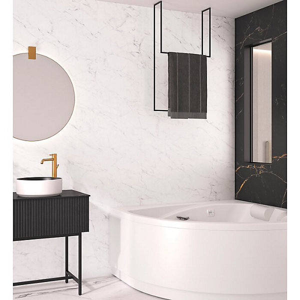 Panneau mural de salle de bain - Kinewall Design - KINEDO - Marbre blanc - 150x250 cm