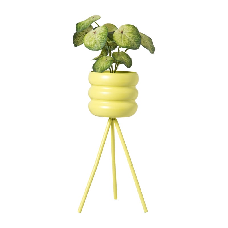 Bloempot bubbles op voet klein - geel - &Oslash;20x40 cm