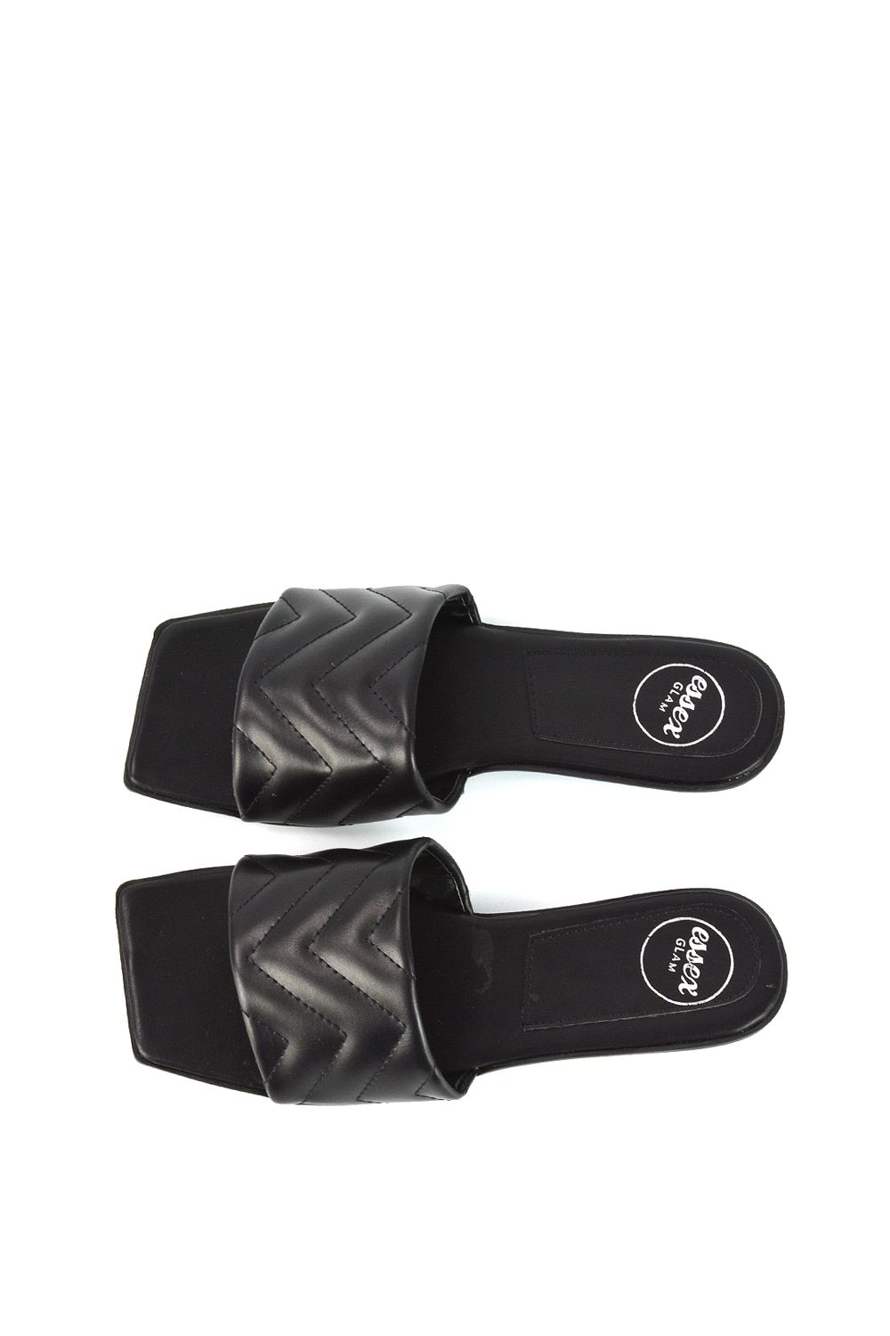 XY London Cherry' Quilted Strappy Square Toe Slider Sandals